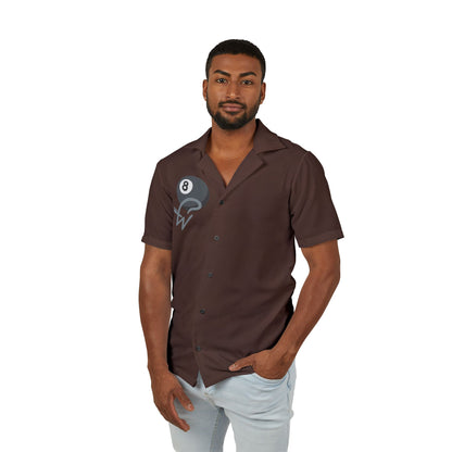 8ball MJ Men's Hawaiian Camp Shirt, Relaxed Summer Shirt, Vacation Attire, Stylish Beachwear, Luau Outfit, Casual Men's Fashion