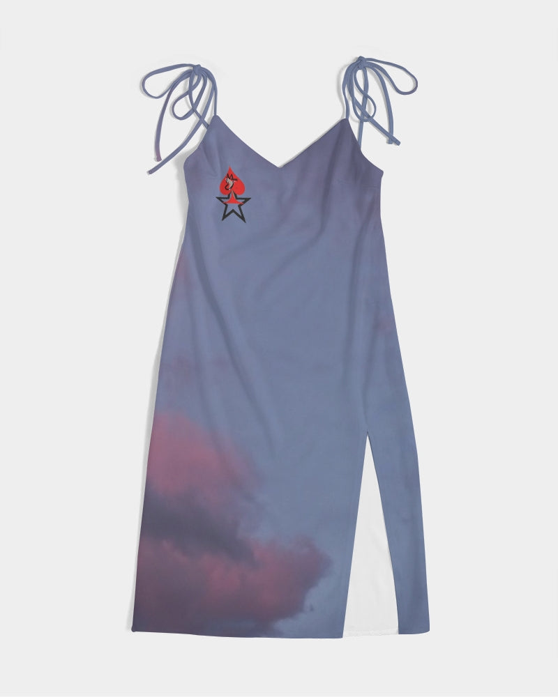 Sky bright Women's All-Over Print Tie Strap Split Dress