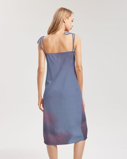 Sky bright Women's All-Over Print Tie Strap Split Dress