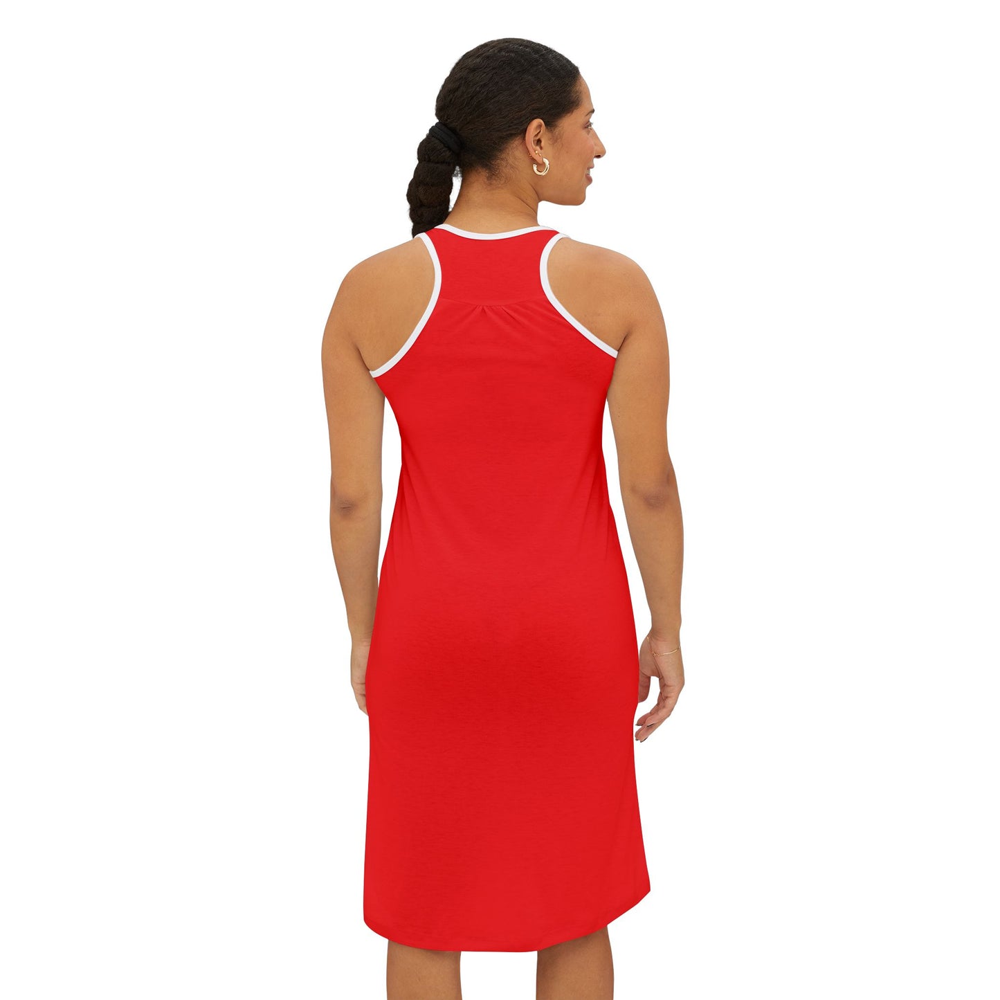 Summer Red Vibrant Everyday Women's Racerback Dress, Casual Summer Dress, Vacation Wear, Beach Dress, Holiday Outfit, Activewear