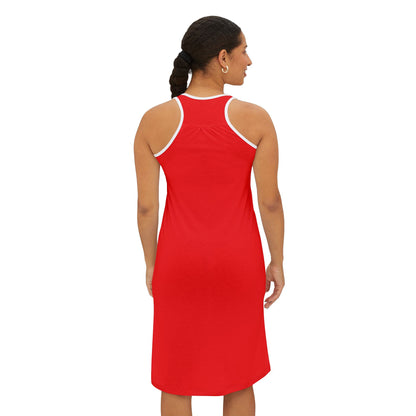 Summer Red Vibrant Everyday Women's Racerback Dress, Casual Summer Dress, Vacation Wear, Beach Dress, Holiday Outfit, Activewear