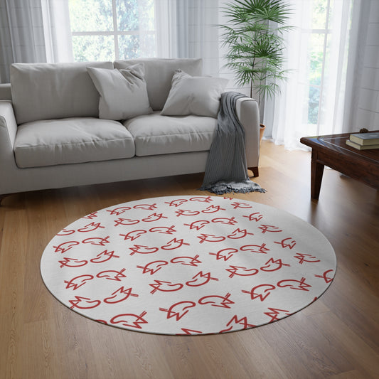 MJ Red & White Round Rug