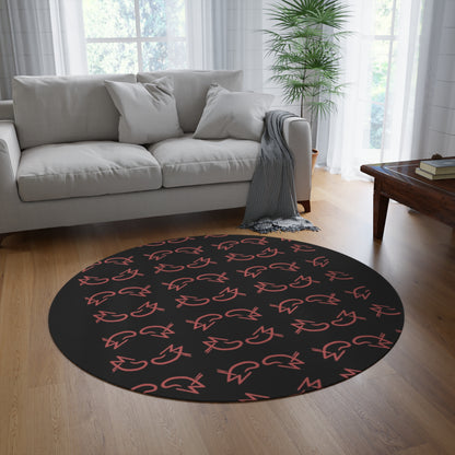 MJ Red & Black Round Rug