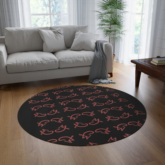 MJ Red & Black Round Rug
