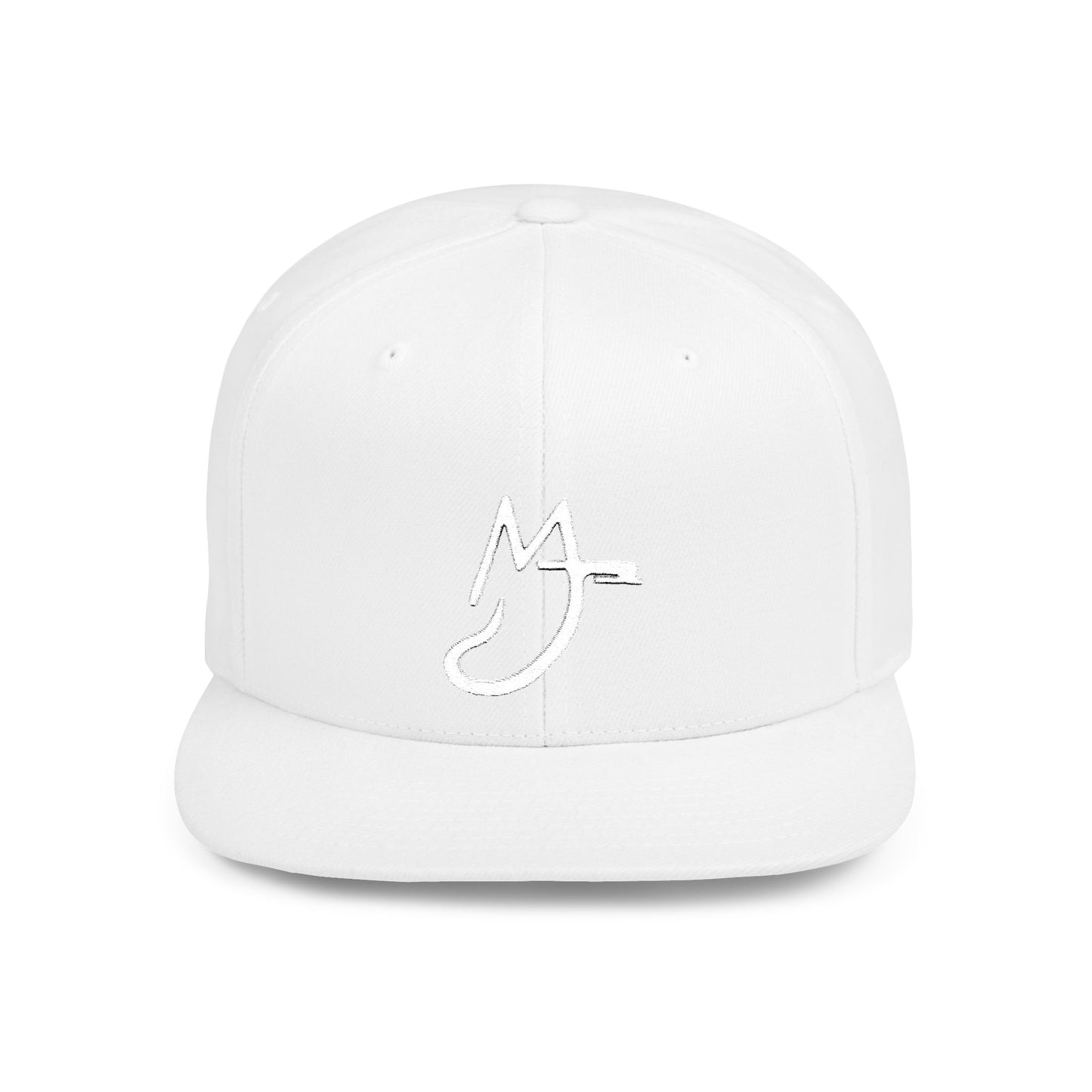 MJ white Stylish Flat Bill Snapback Hat for Everyday Wear, Embroidered Cap, Streetwear Accessory, Gift for Him/Her, Trendy Headwear