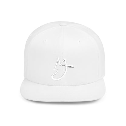 MJ white Stylish Flat Bill Snapback Hat for Everyday Wear, Embroidered Cap, Streetwear Accessory, Gift for Him/Her, Trendy Headwear