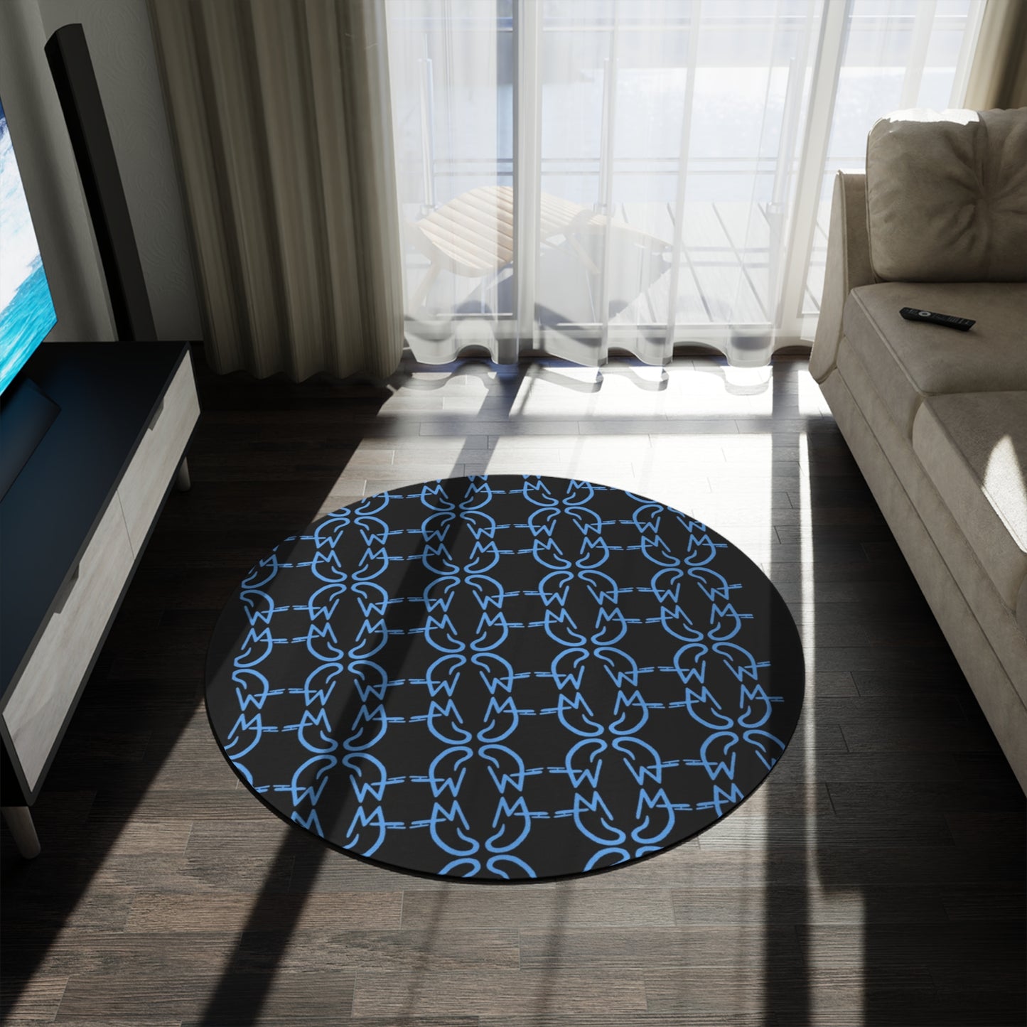 MJ Deluxe Black Round Rug