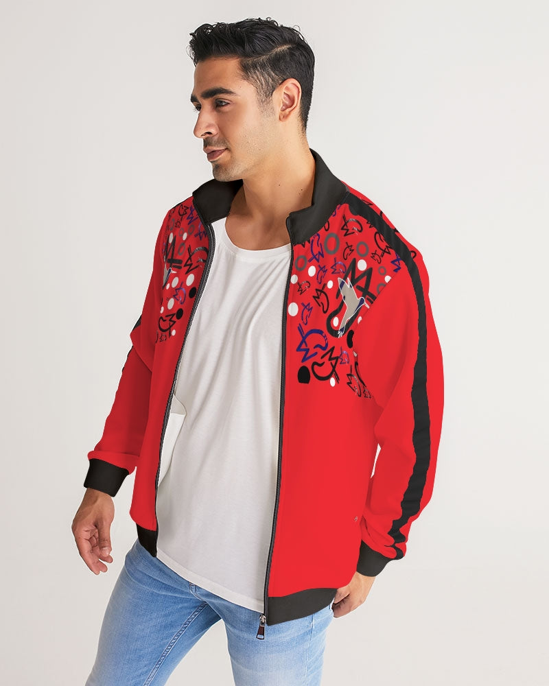 Young Marvin  Men's All-Over Print Stripe Sleeve Track Jacket