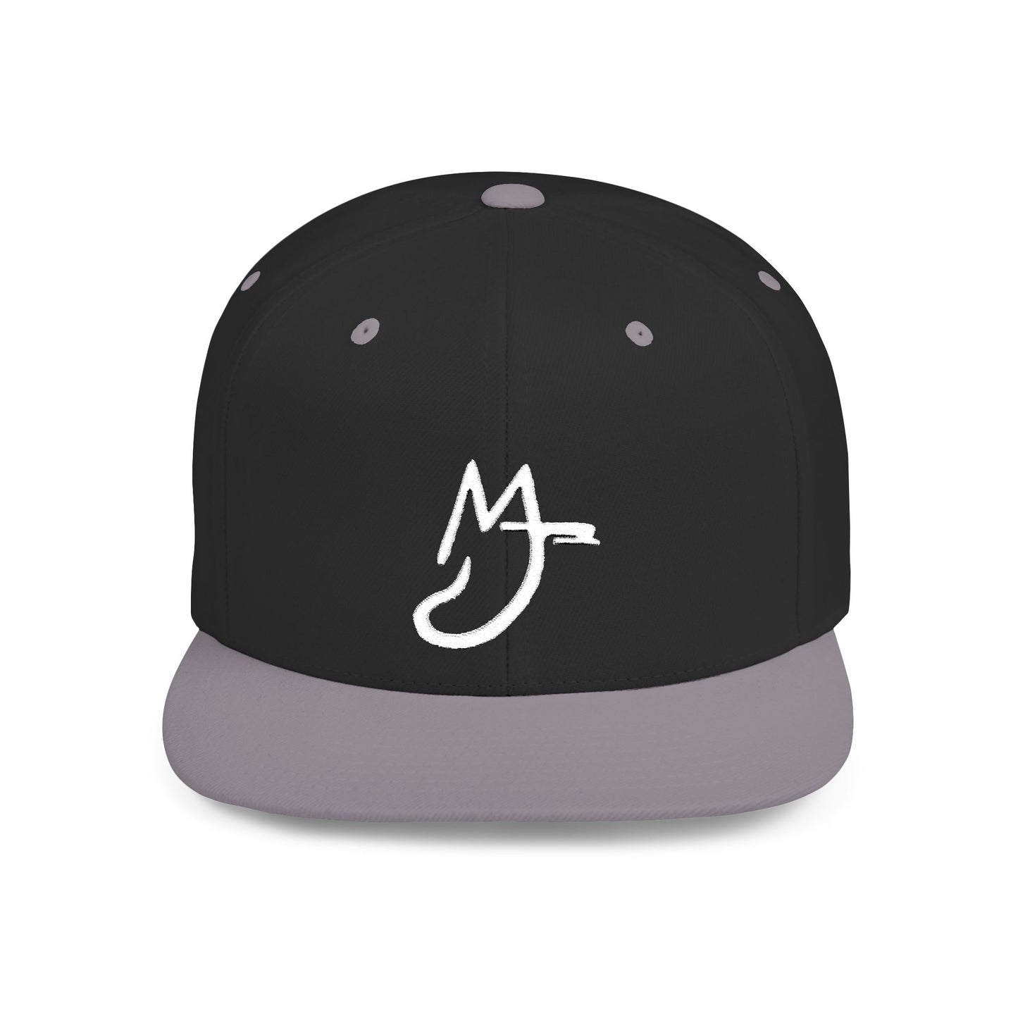MJ white Stylish Flat Bill Snapback Hat for Everyday Wear, Embroidered Cap, Streetwear Accessory, Gift for Him/Her, Trendy Headwear