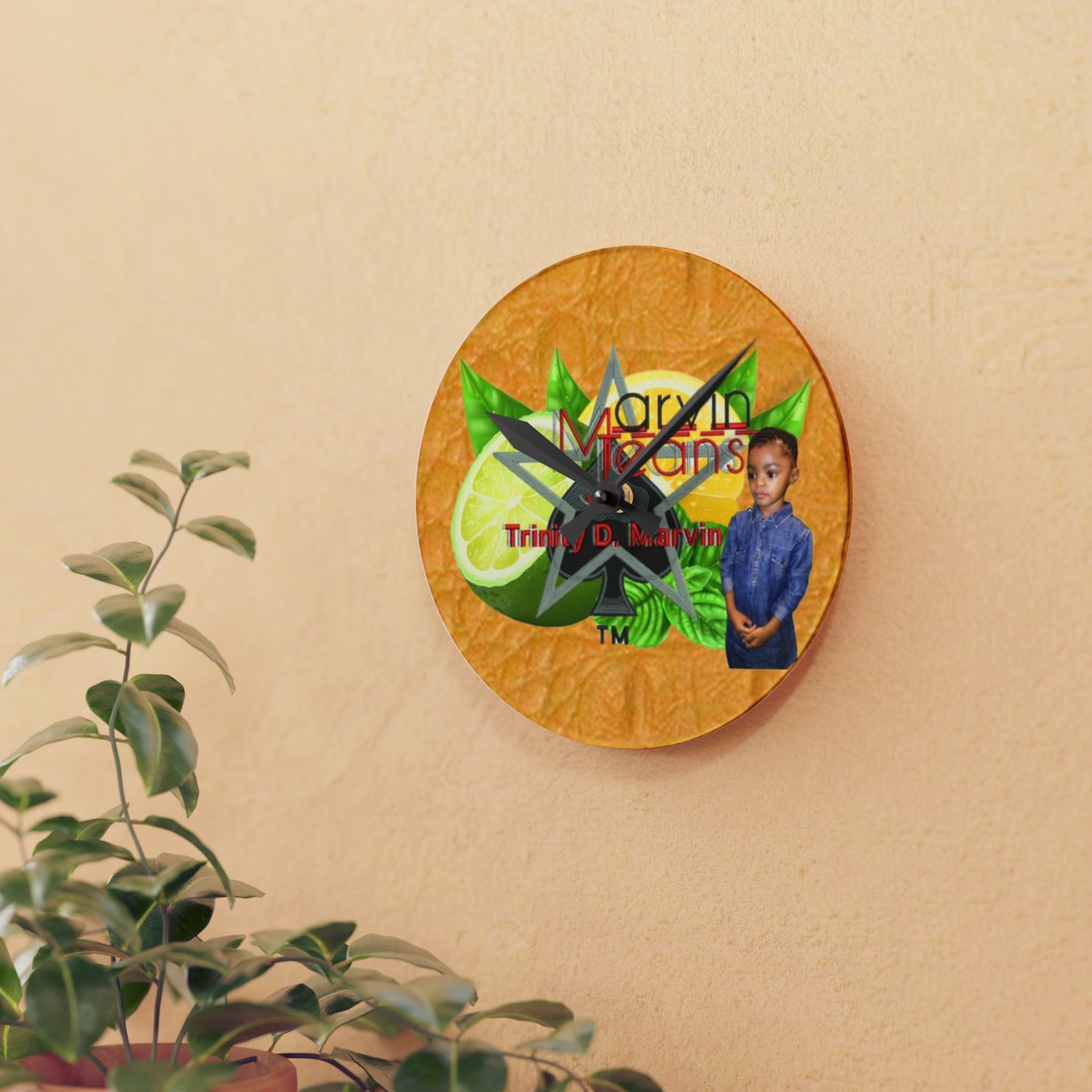 Gator Yellow Luxury Designer Acrylic Wall Clock
