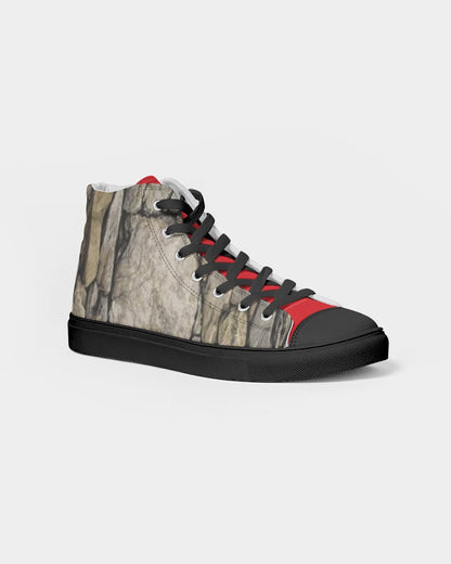 Stone red Men's High top Canvas Shoe - Black