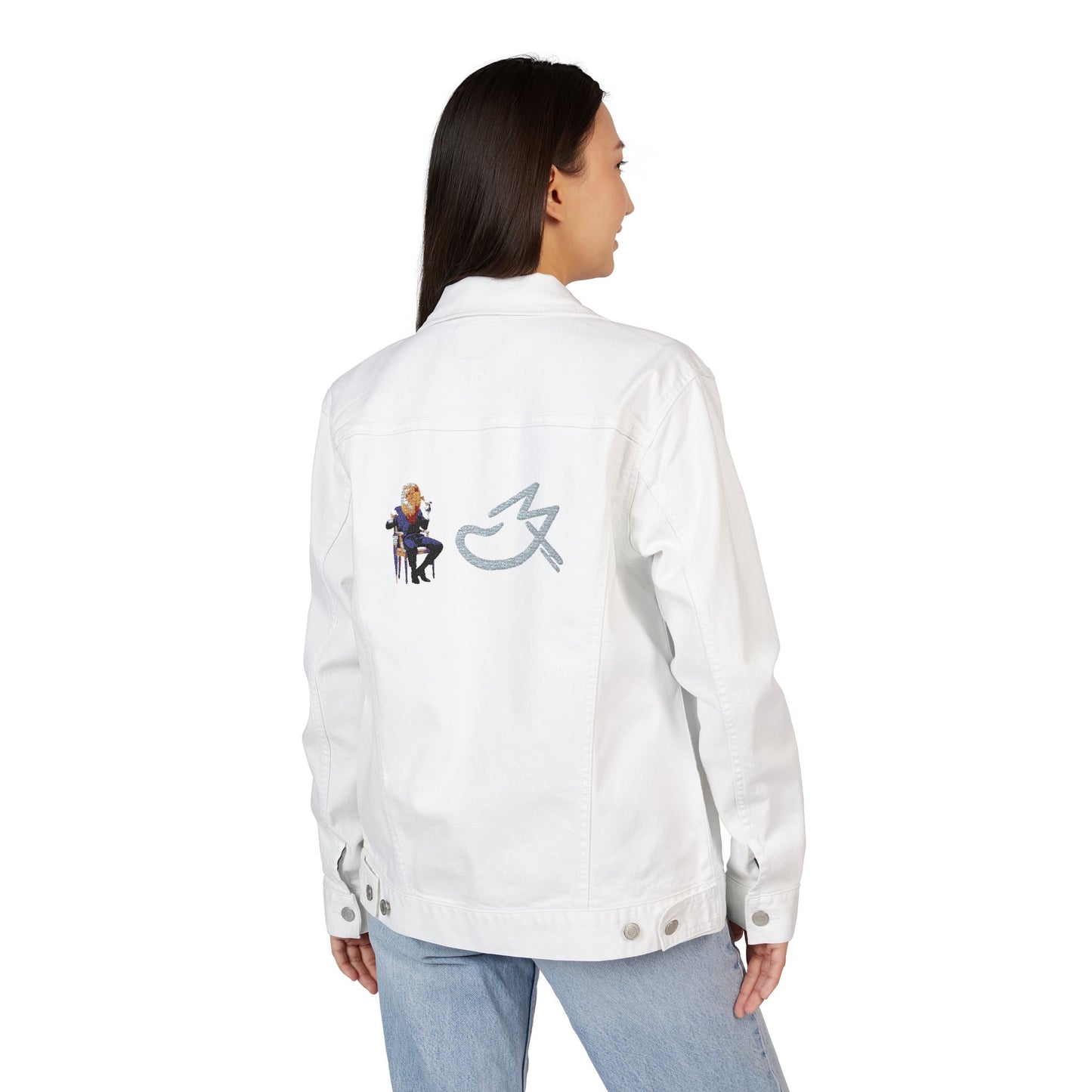 MJ Grey Stylish Unisex Embroidered Denim Jacket, Personalized Gift, Fashion Statement, Casual Wear, Customizable Jacket, Summer Outerwear