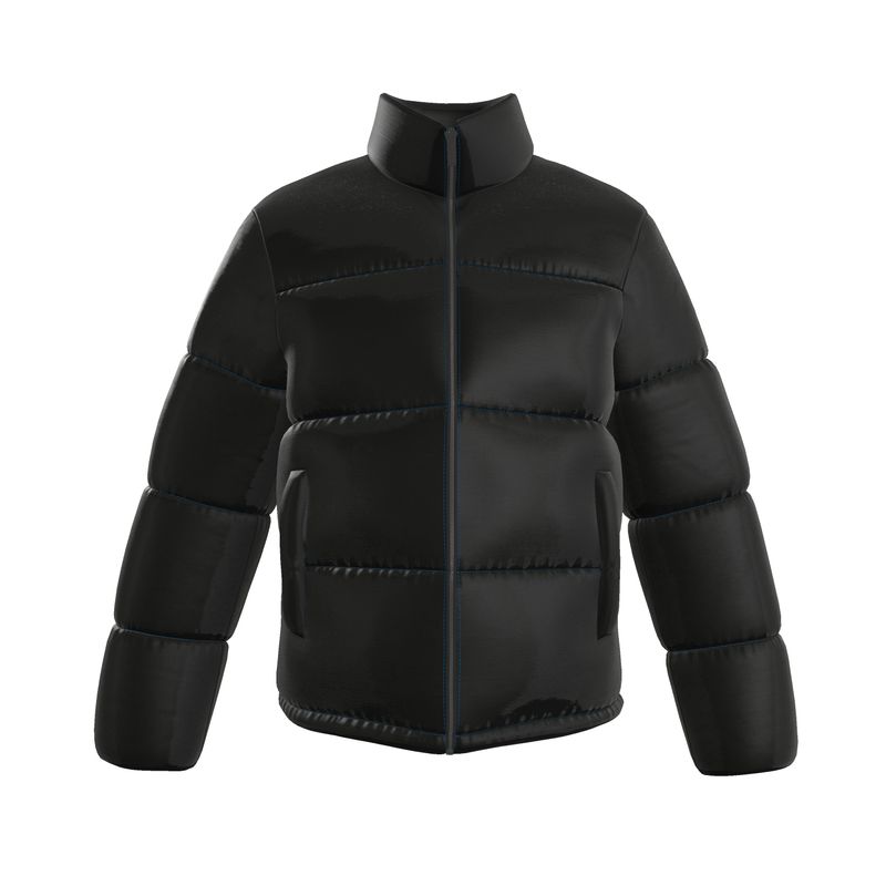 Black Gold (blue stitching) Puffer jacket