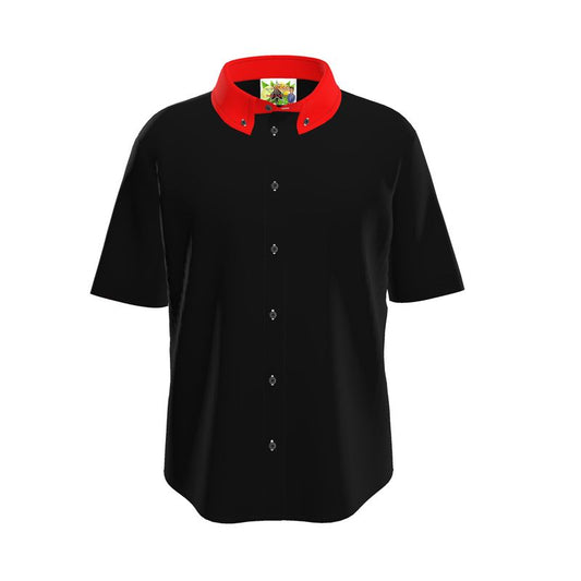 All Black British Red Button Up Shirt