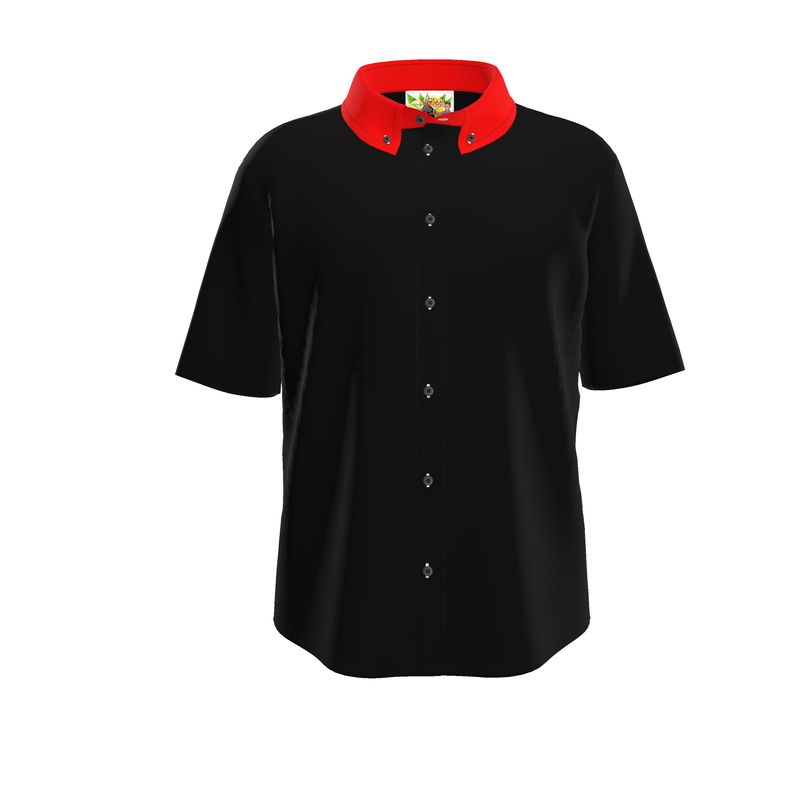All Black British Red Button Up Shirt