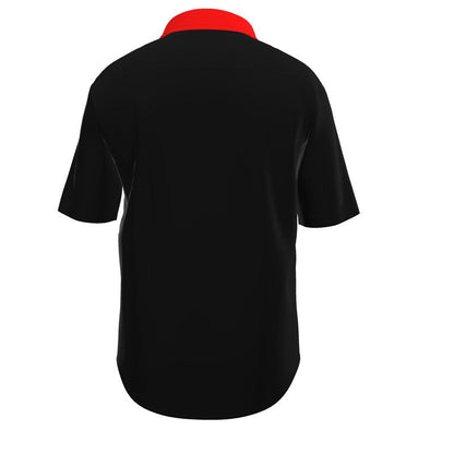 All Black British Red Button Up Shirt
