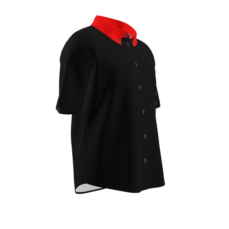 All Black British Red Button Up Shirt