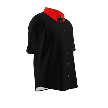 All Black British Red Button Up Shirt