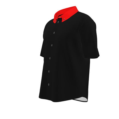 All Black British Red Button Up Shirt