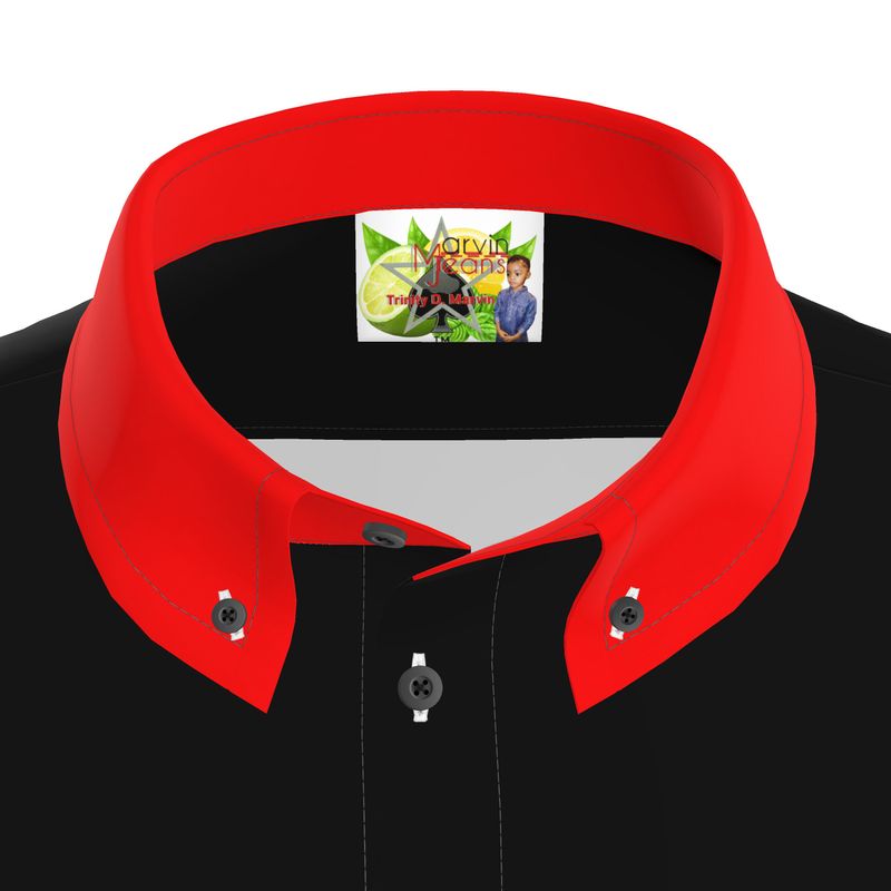 All Black British Red Button Up Shirt