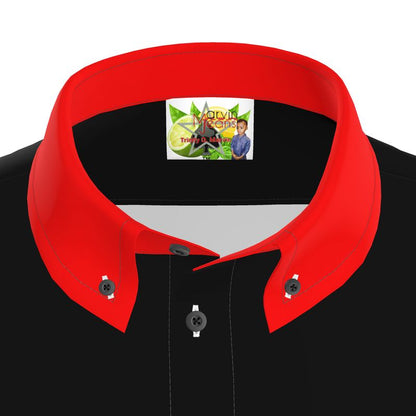 All Black British Red Button Up Shirt