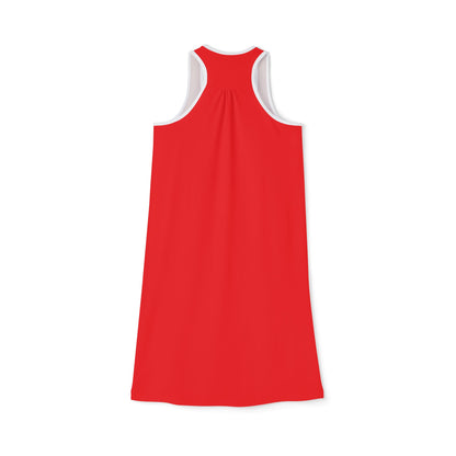 Summer Red Vibrant Everyday Women's Racerback Dress, Casual Summer Dress, Vacation Wear, Beach Dress, Holiday Outfit, Activewear