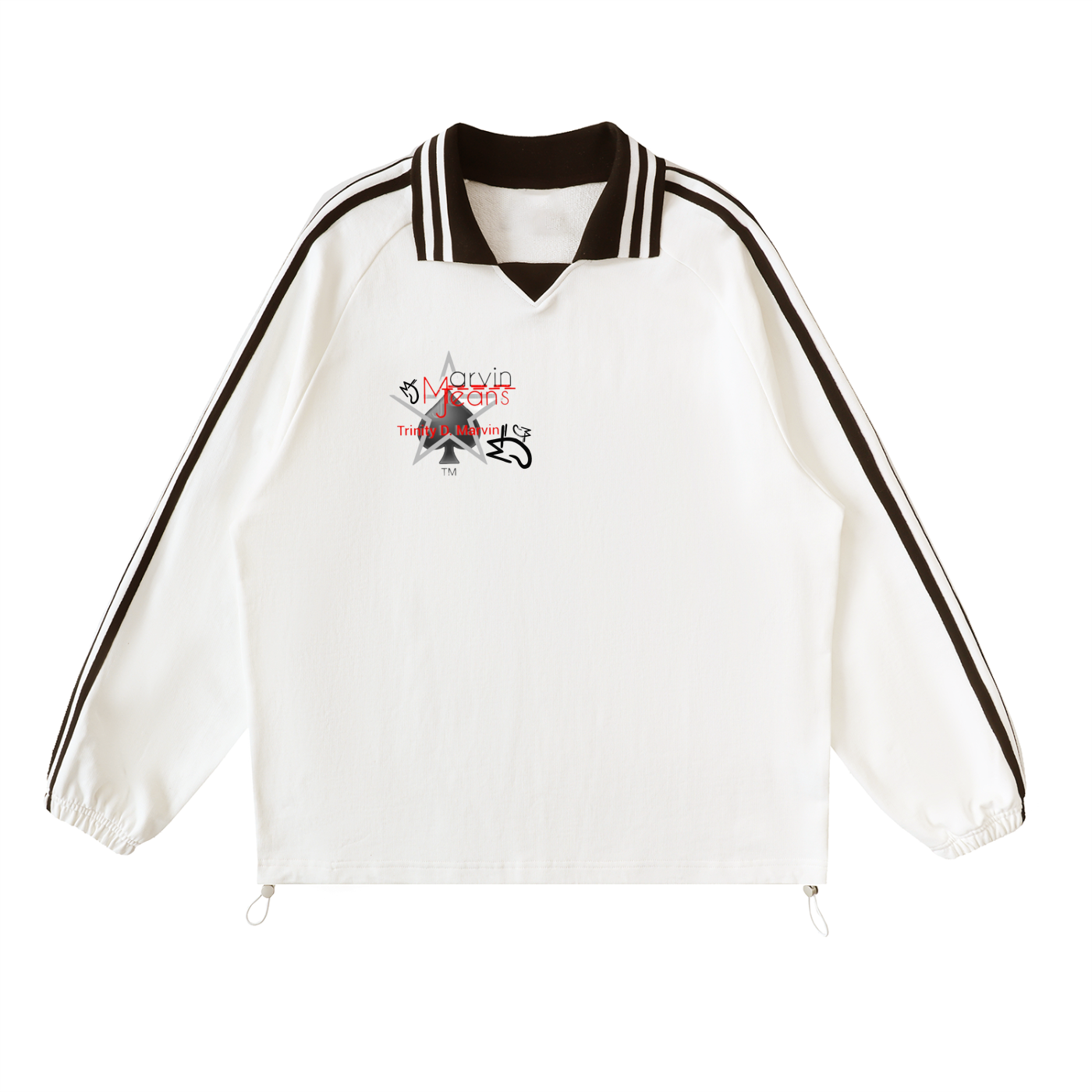 Contrast Striped Lapel Collar Sweatshirt