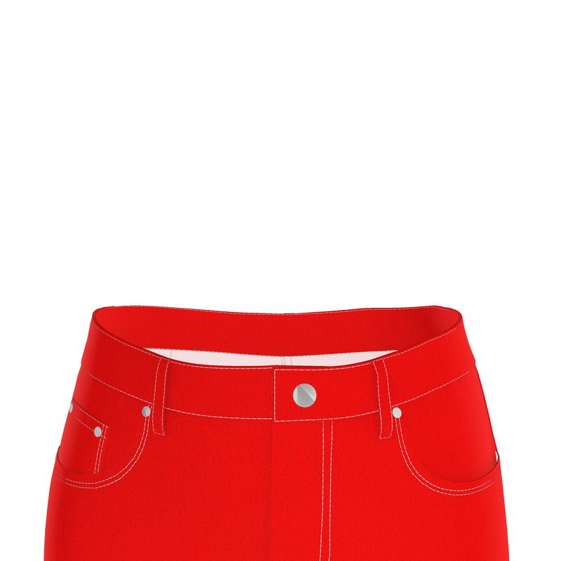 British Red Denim Skirt