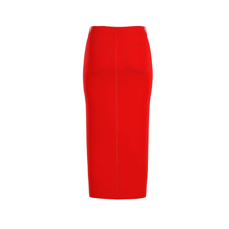 British Red Denim Skirt