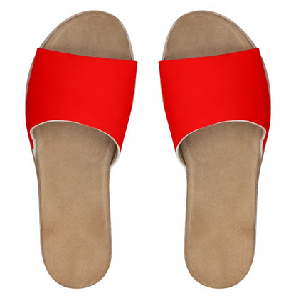 British Red Womens Leather Sliders