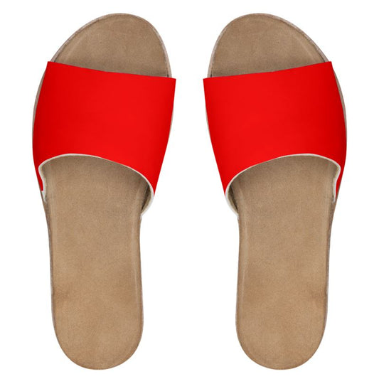 British Red Womens Leather Sliders