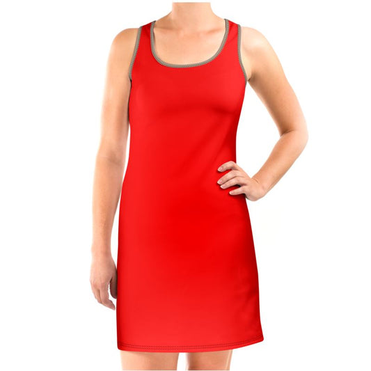 British Red Halter Dress