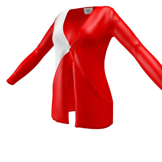 British Red Ladies Cardigan With Pockets