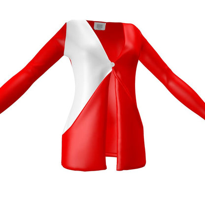 British Red Ladies Cardigan With Pockets
