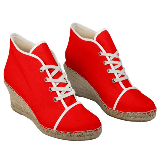 British Red Ladies Wedge Espadrilles
