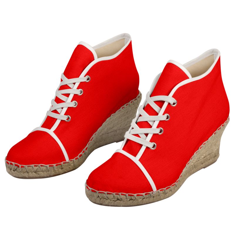British Red Ladies Wedge Espadrilles
