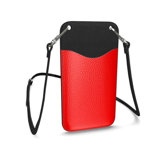 British Red Leather Phone Case With Strap