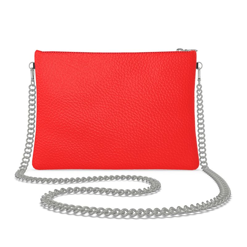 British Red Crossbody Bag With Chain