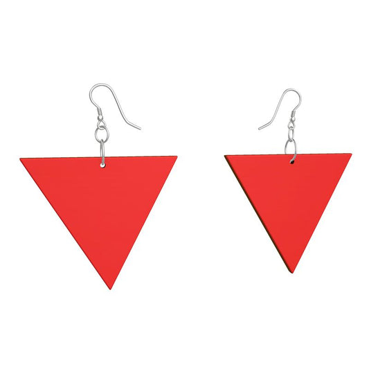 British Red Wooden Earrings: Geometric Shape