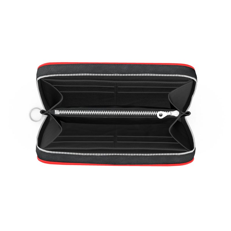 British Red Leather Zip Wallet