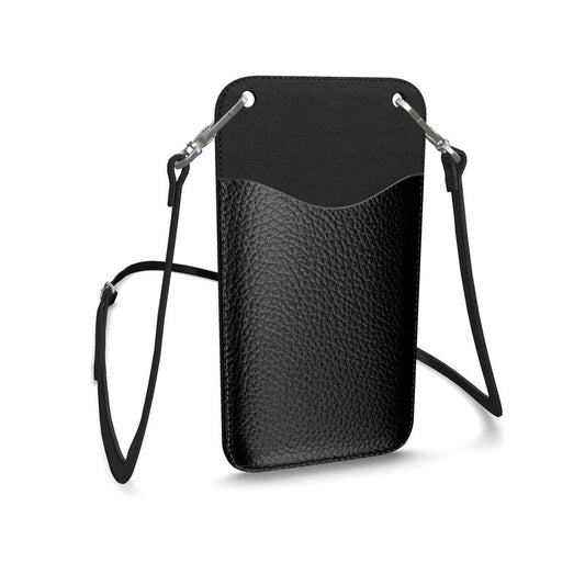 Black Gold Leather Phone Case With Strap
