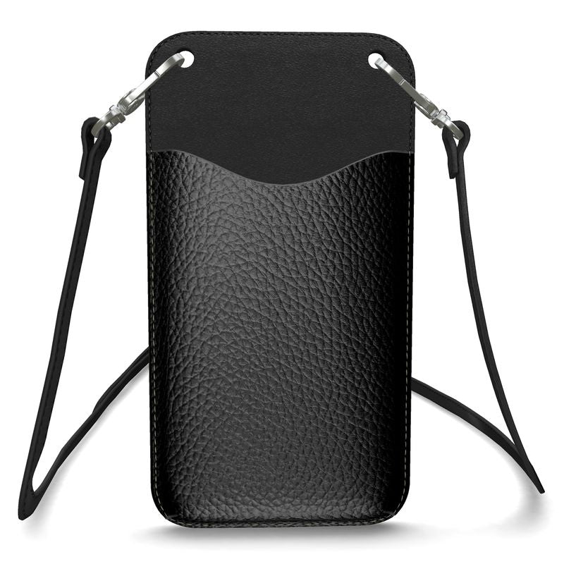Black Gold Leather Phone Case With Strap
