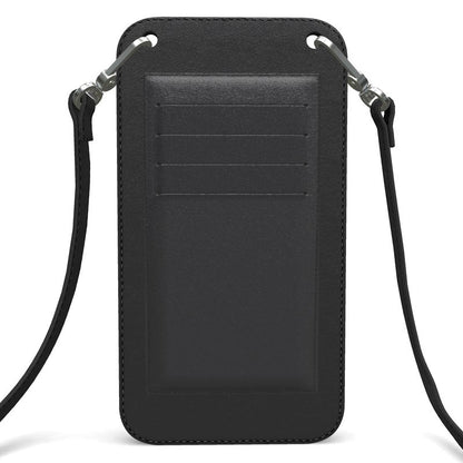 Black Gold Leather Phone Case With Strap