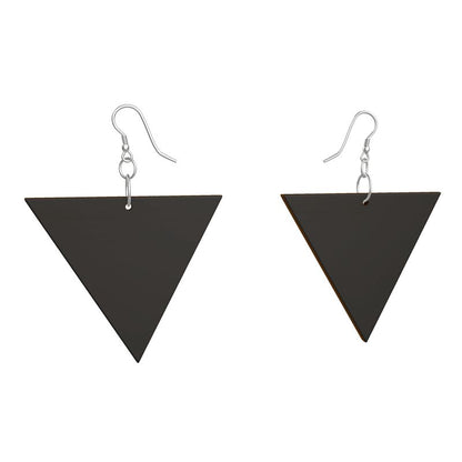 Black Gold Wooden Earrings: Geometric Shape