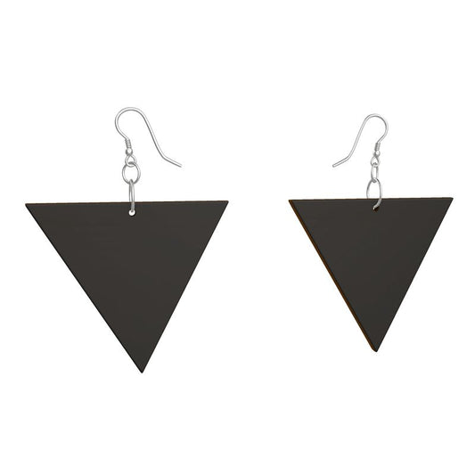 Black Gold Wooden Earrings: Geometric Shape