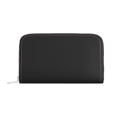 Black Gold Leather Zip Wallet