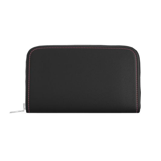 Black Gold Leather Zip Wallet