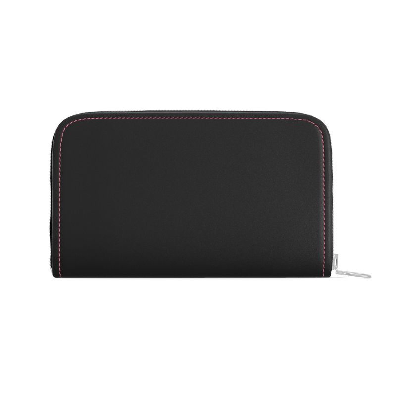 Black Gold Leather Zip Wallet