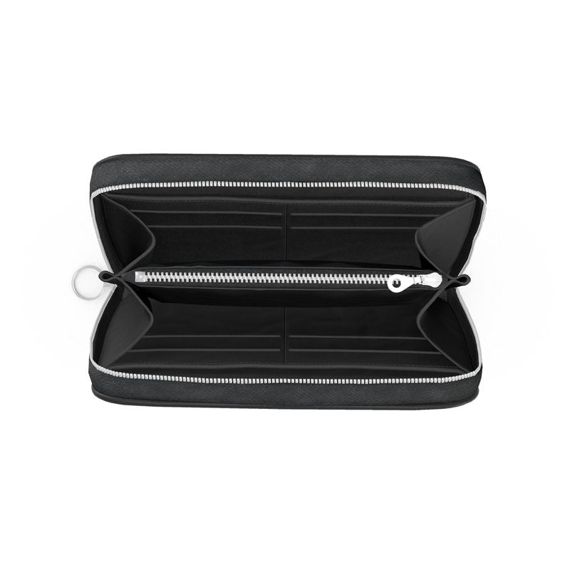 Black Gold Leather Zip Wallet
