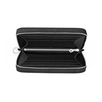 Black Gold Leather Zip Wallet